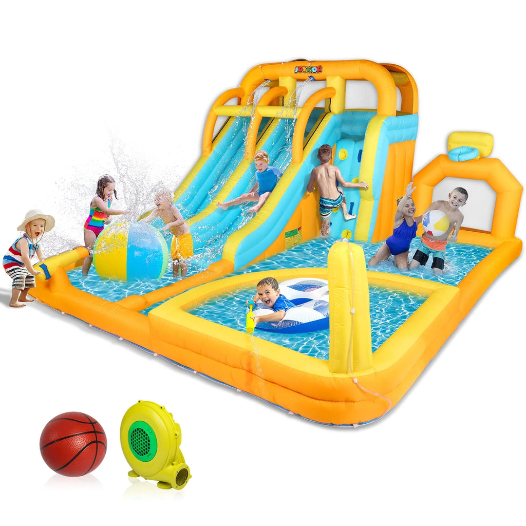 8-in-1 Inflatable Water Slide Park with Splash Pool U96141