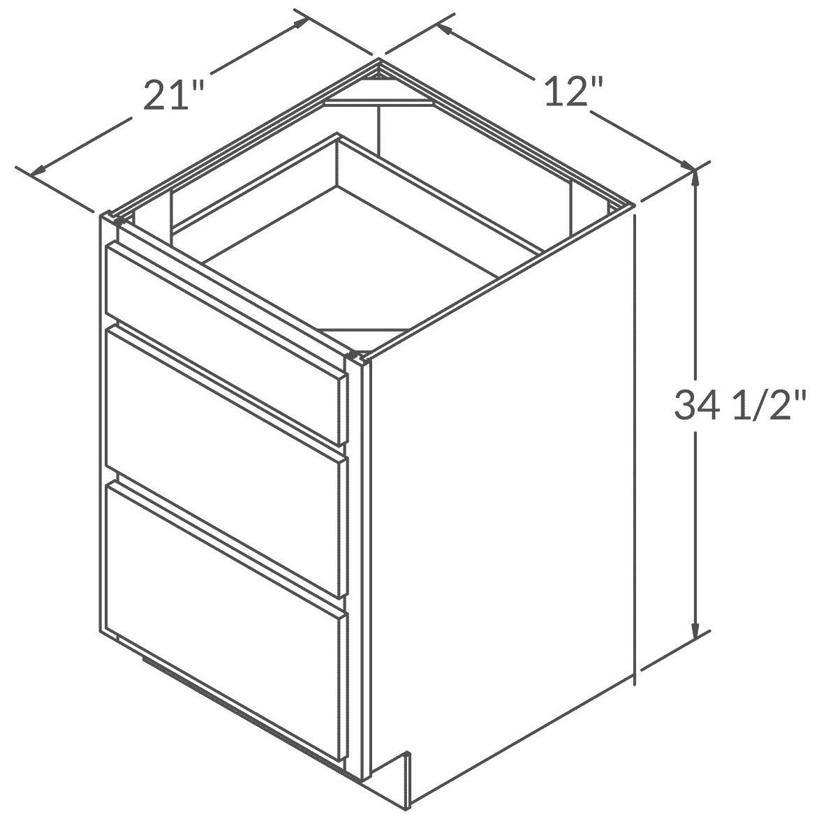Vanity Drawer Base Cabinet 12 in W x 21 in D x 34 1/2 in H A402