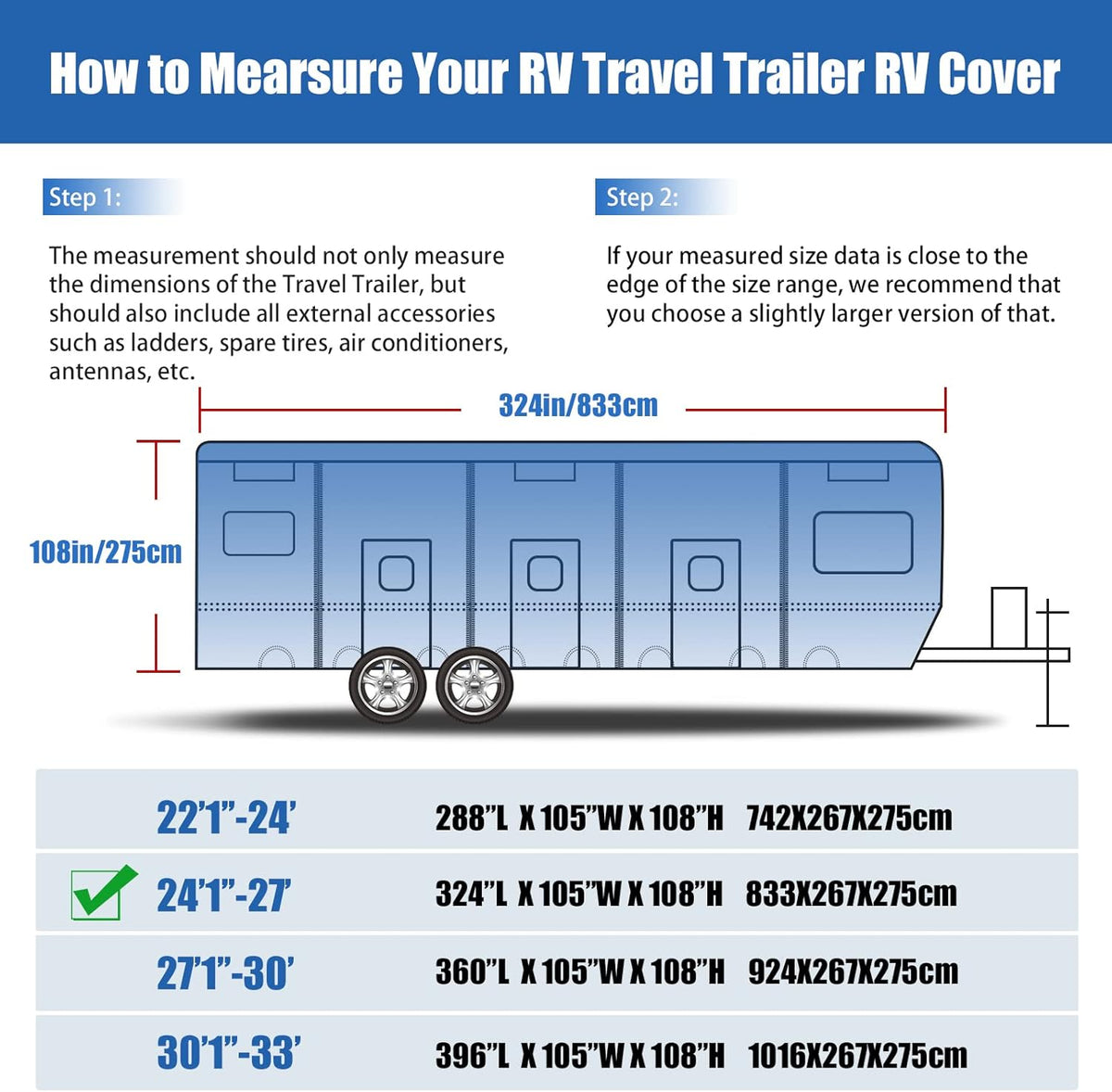 6 Layers Windproof UV Resistant RV Cover 30'1''-33' A19867