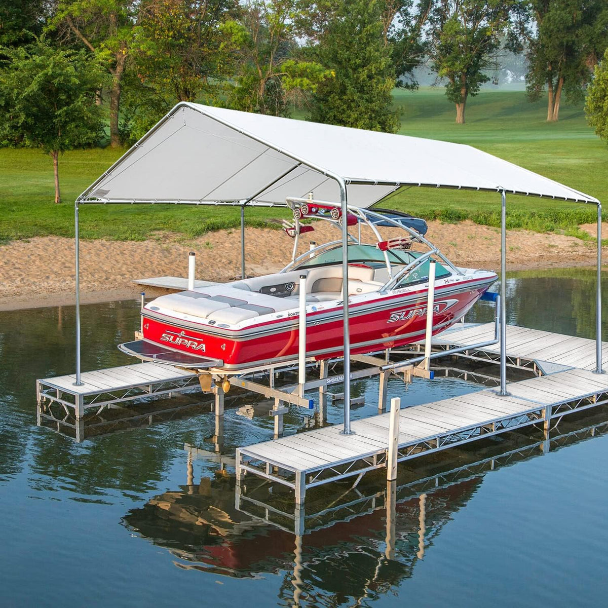 Heavy Duty Portable Carport Canopy 20X10 ft with Galvanized Steel Frame and PE Cover, White B989393