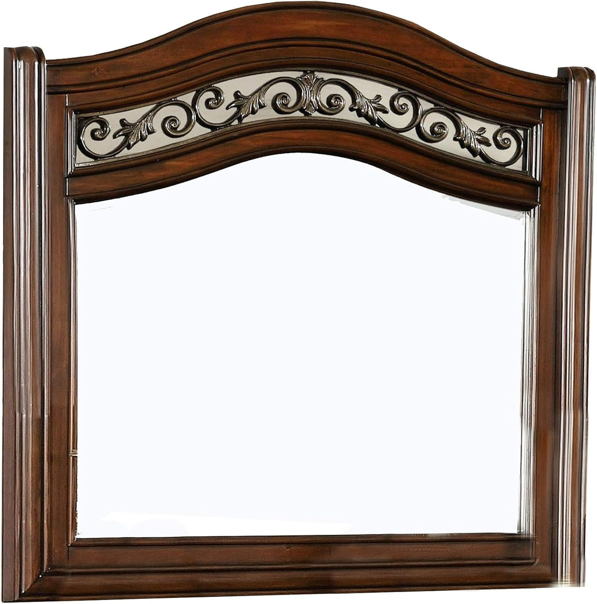 Wooden Mirror with Carvings and Molded Details E995