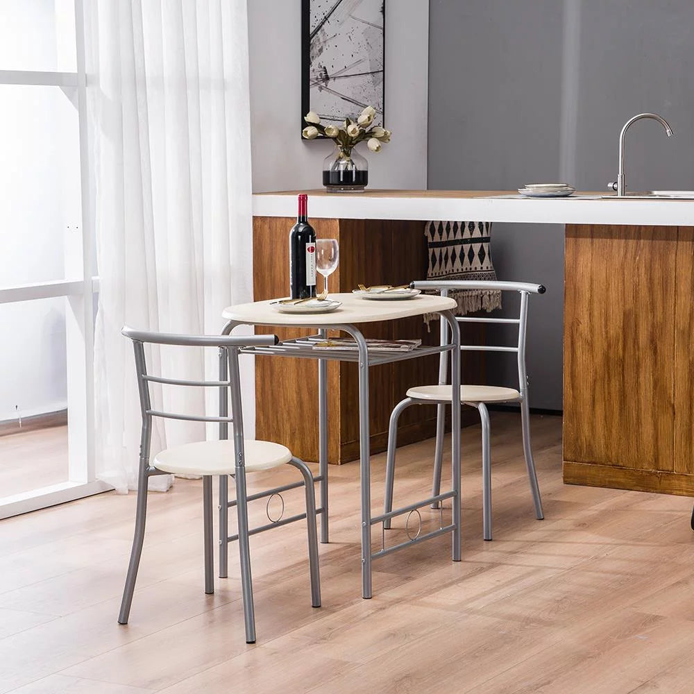3-Piece Wooden Round Table and Chair Set L9408