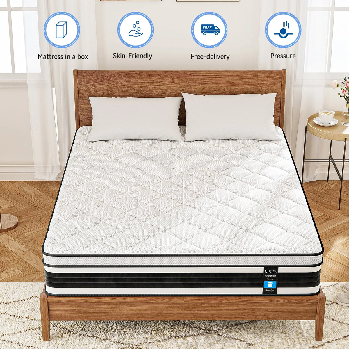 Queen Size 10 Inch Gel Memory Foam Hybrid Mattress C3346