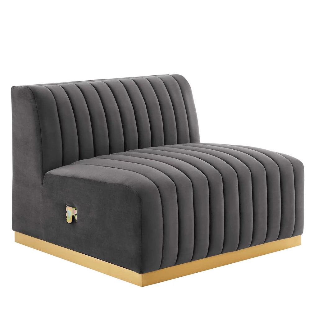 Gold Gray Velvet 4-Piece Sectional P409255