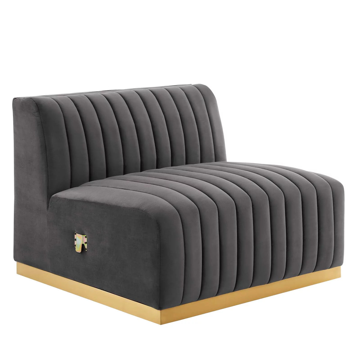 Gold Gray Velvet 4-Piece Sectional P409255