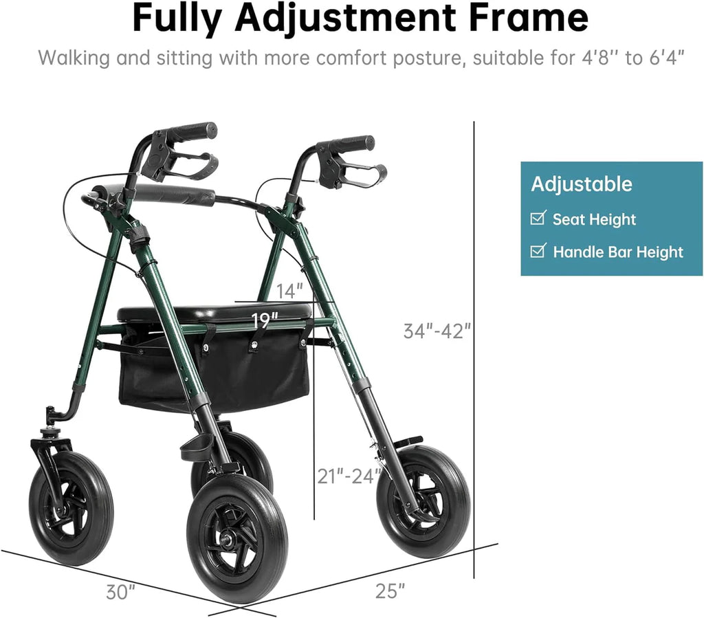 All-Terrain Rollator Walker with 10" Rubber Wheels Y3957