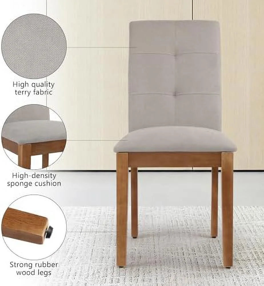 Beige Upholstered Dining Chairs Set of 4 with Wood Legs R562966