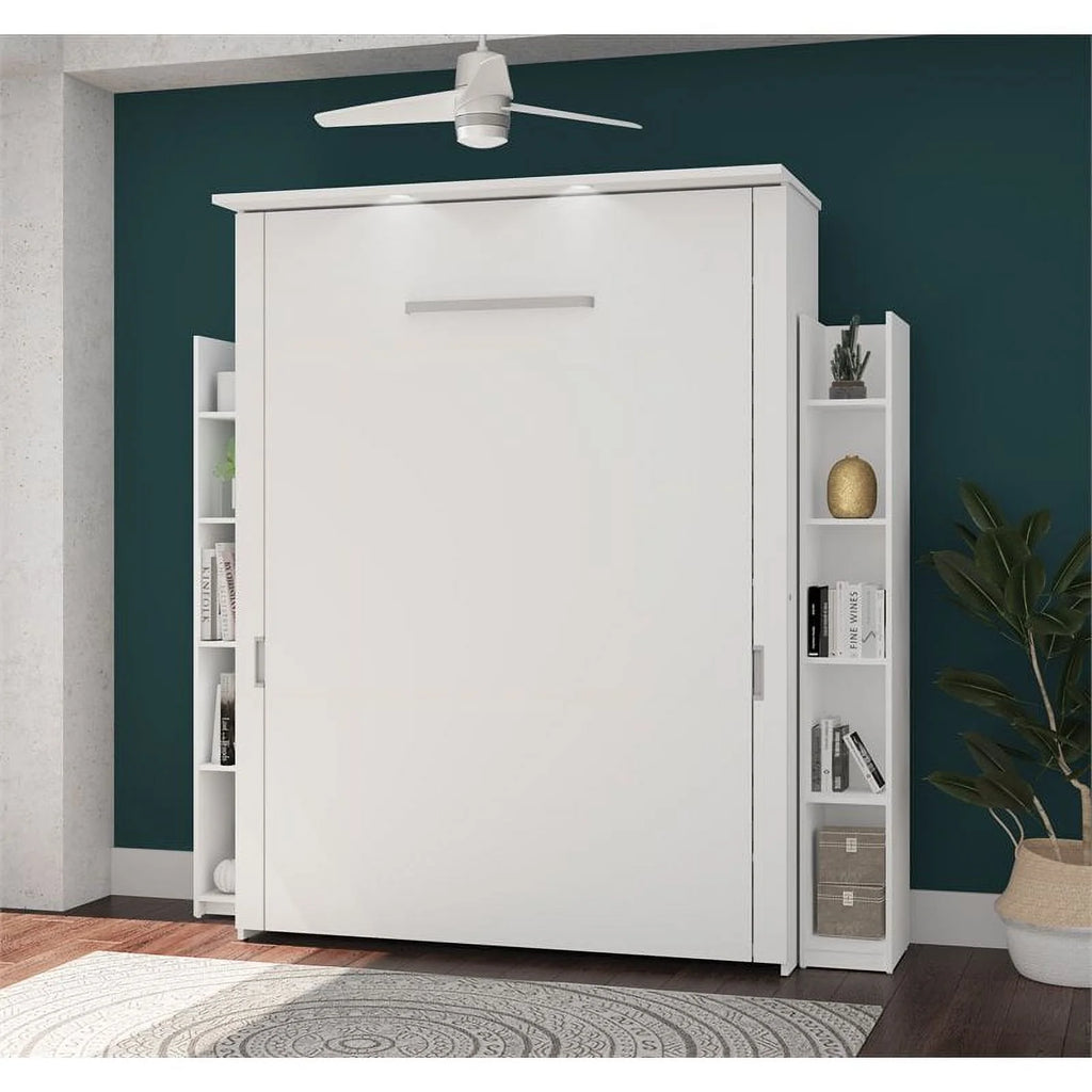 White Queen Murphy Bed with 2 Storage Units F8661