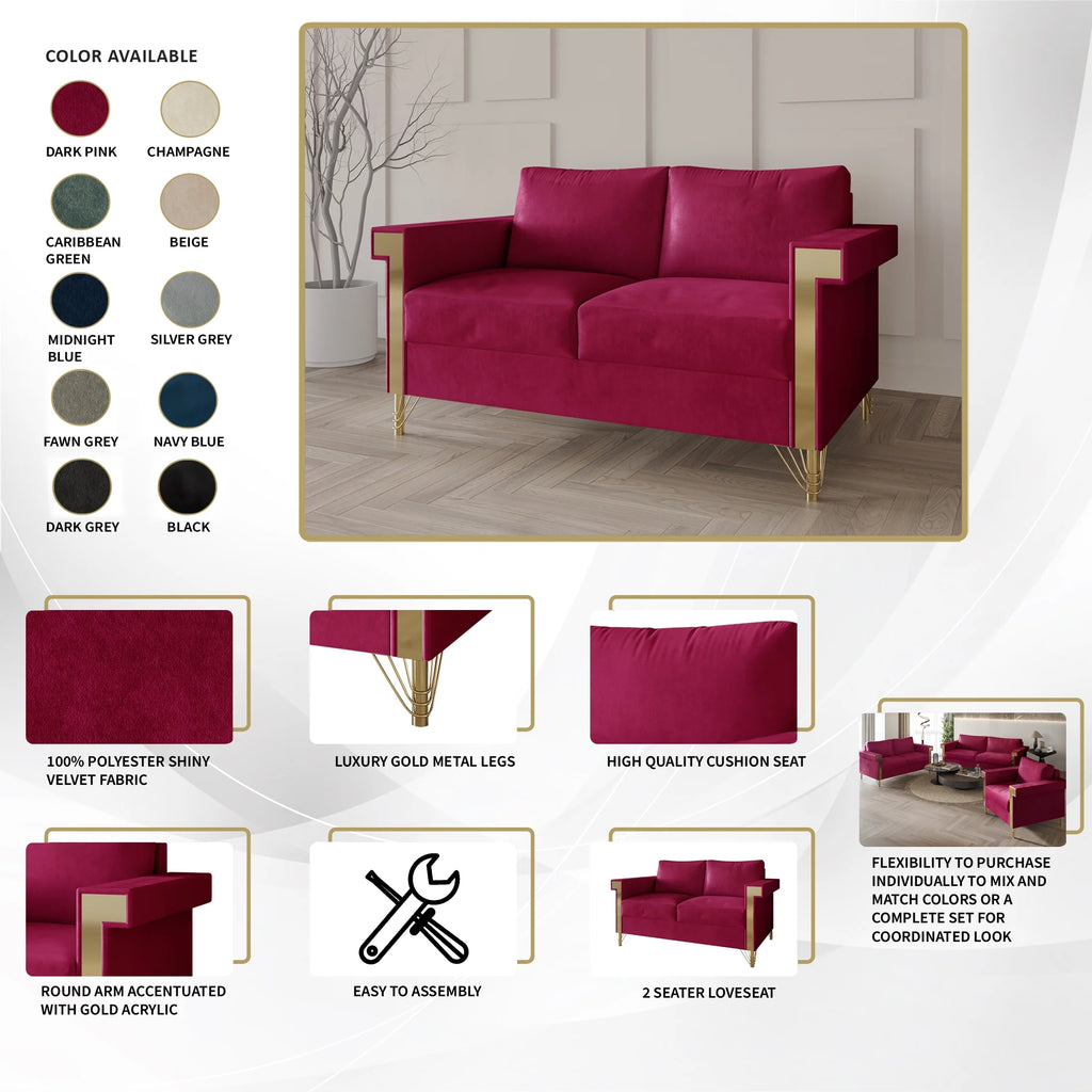 Velvet Upholstered Loveseat B14313