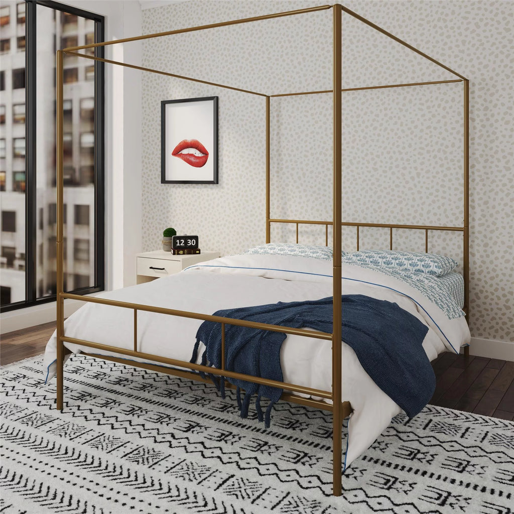 Queen Black Metal Canopy Platform Bed Frame P780