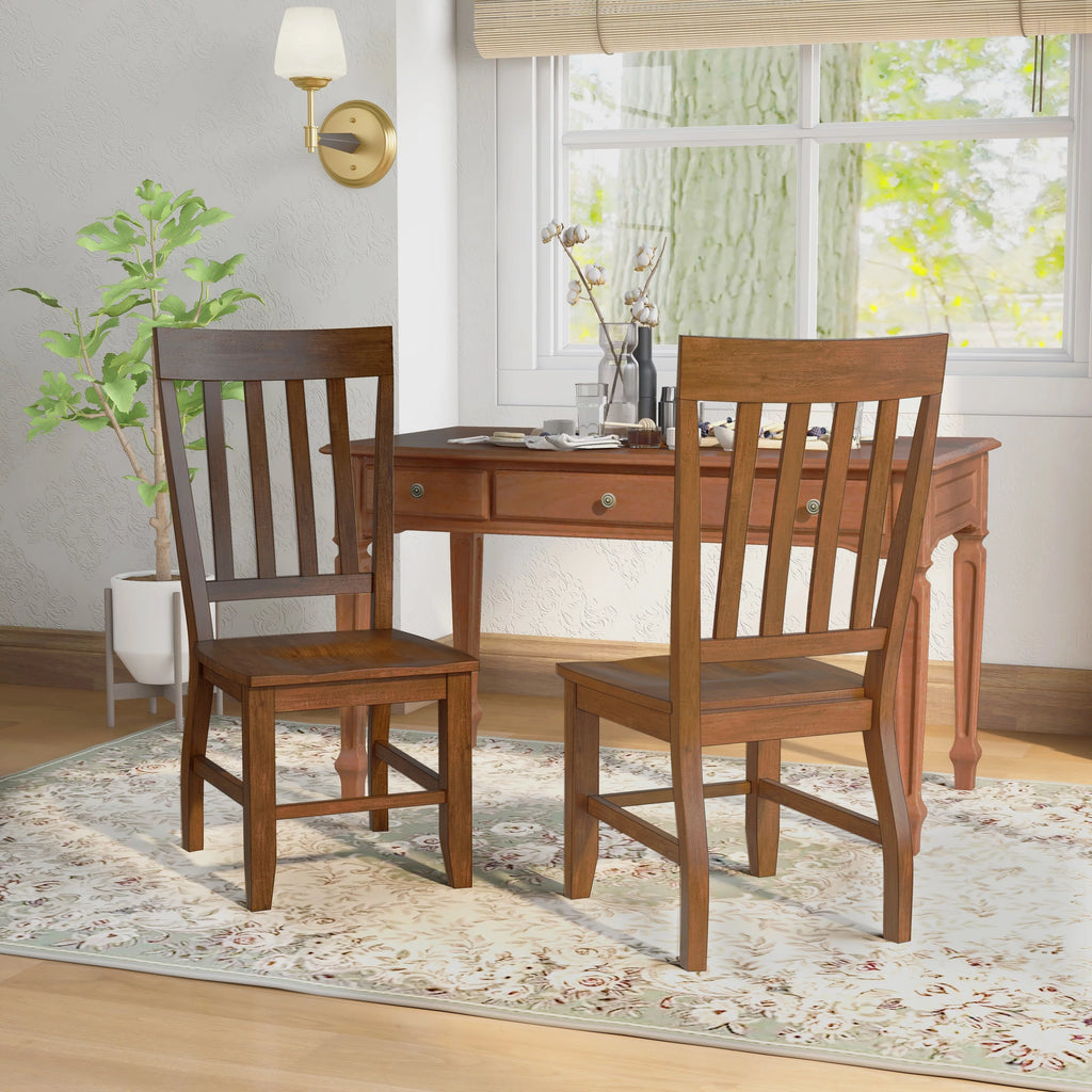 Oak Slat Back Wood Dining Chairs Set of 2 L297510