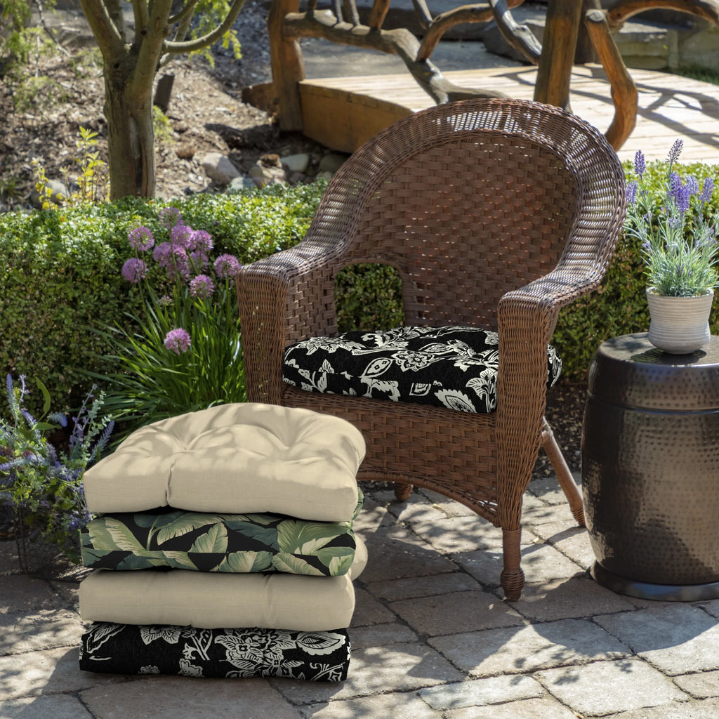 Tufted Plush Outdoor Wicker Chair Cushion, 2 Pack, 20 x 18 D576