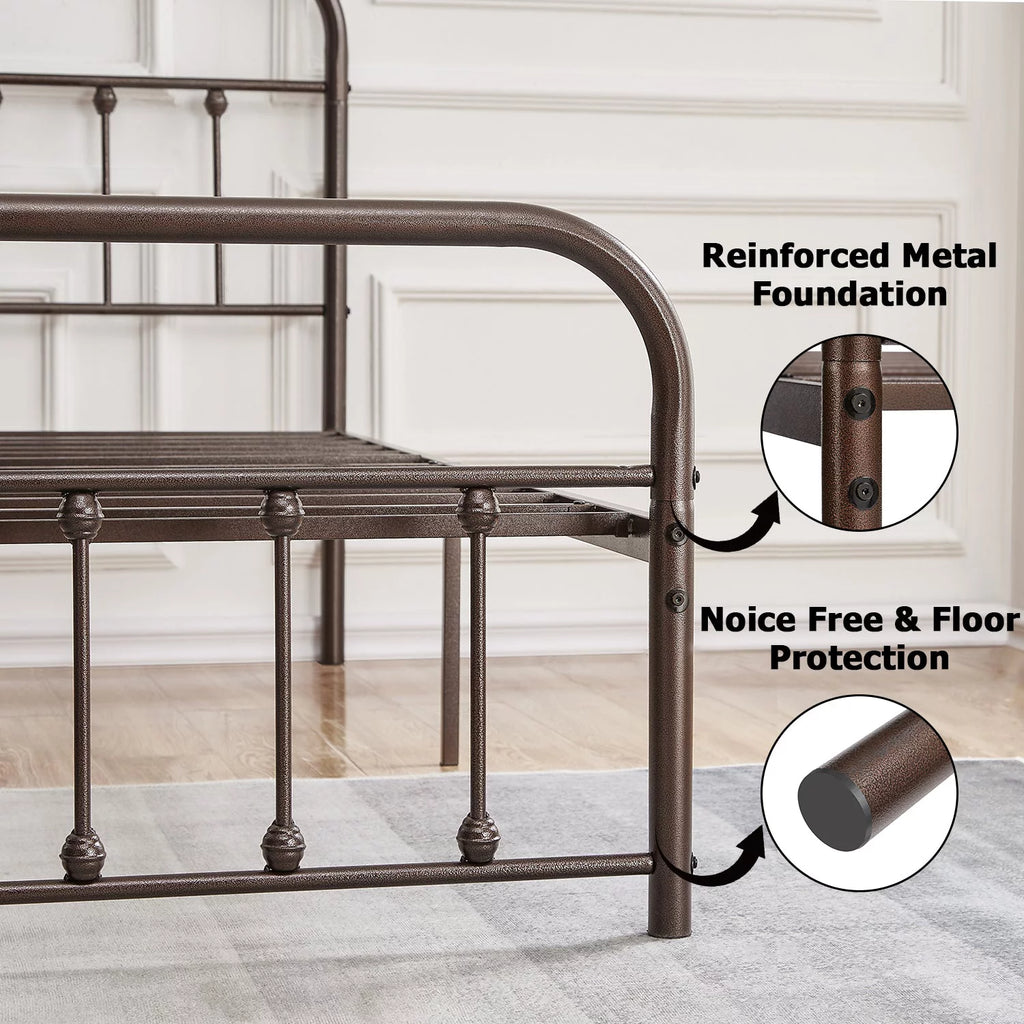 Queen Size Metal Bed Frame with Headboard and Footboard Y340303