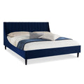 King Navy Blue Velvet Platform Bed Set H7385