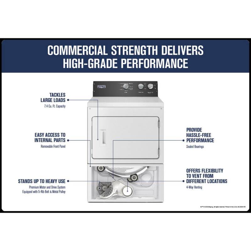7.4 cu.ft. Vented Front Load Gas Dryer in White N21788