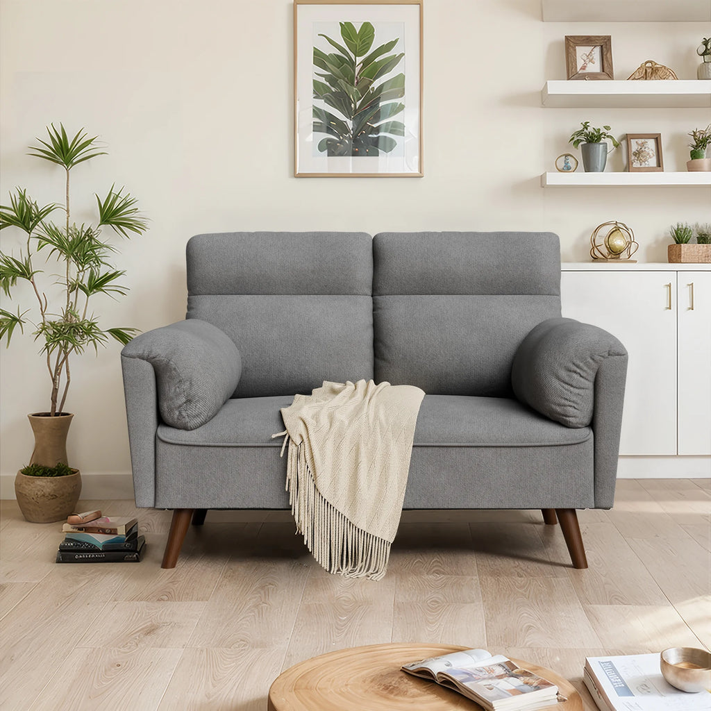 49'' Dark Gray Upholstered Loveseat Sofa with Solid Wood Legs U657
