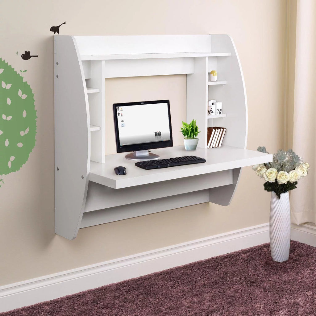 Wall Mount Computer Desk with Storage Shelves F421031