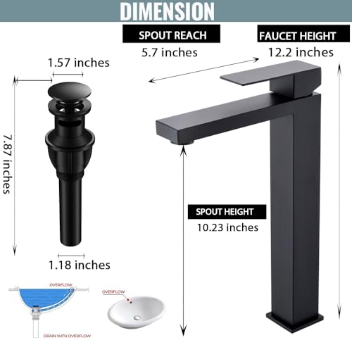 Brushed Nickel Tall Vessel Sink Faucet with Pop-up Drain G62781