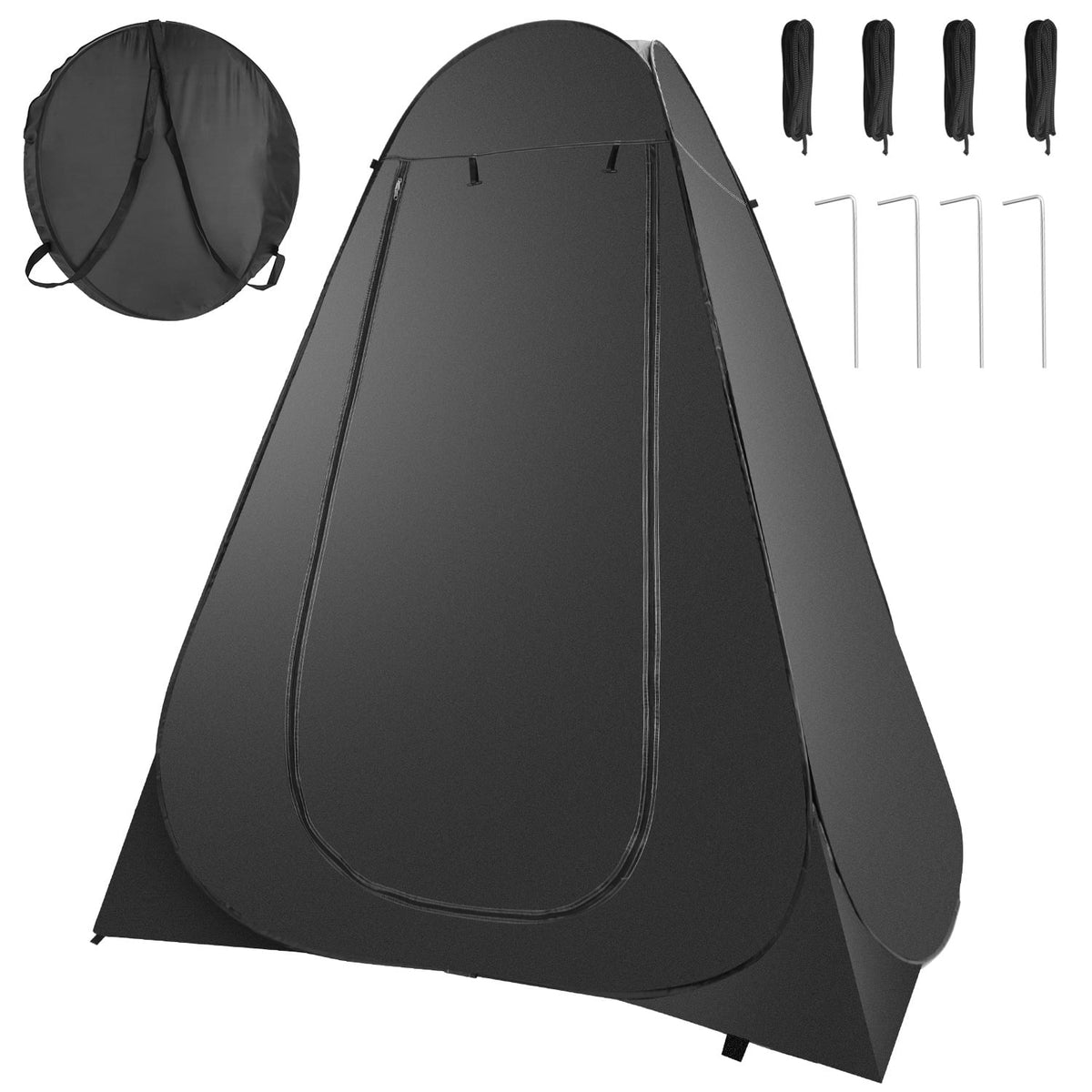 Pop up Privacy Tent 59x59x74.8in Portable Camping Shelter with Carry Bag Black J2314