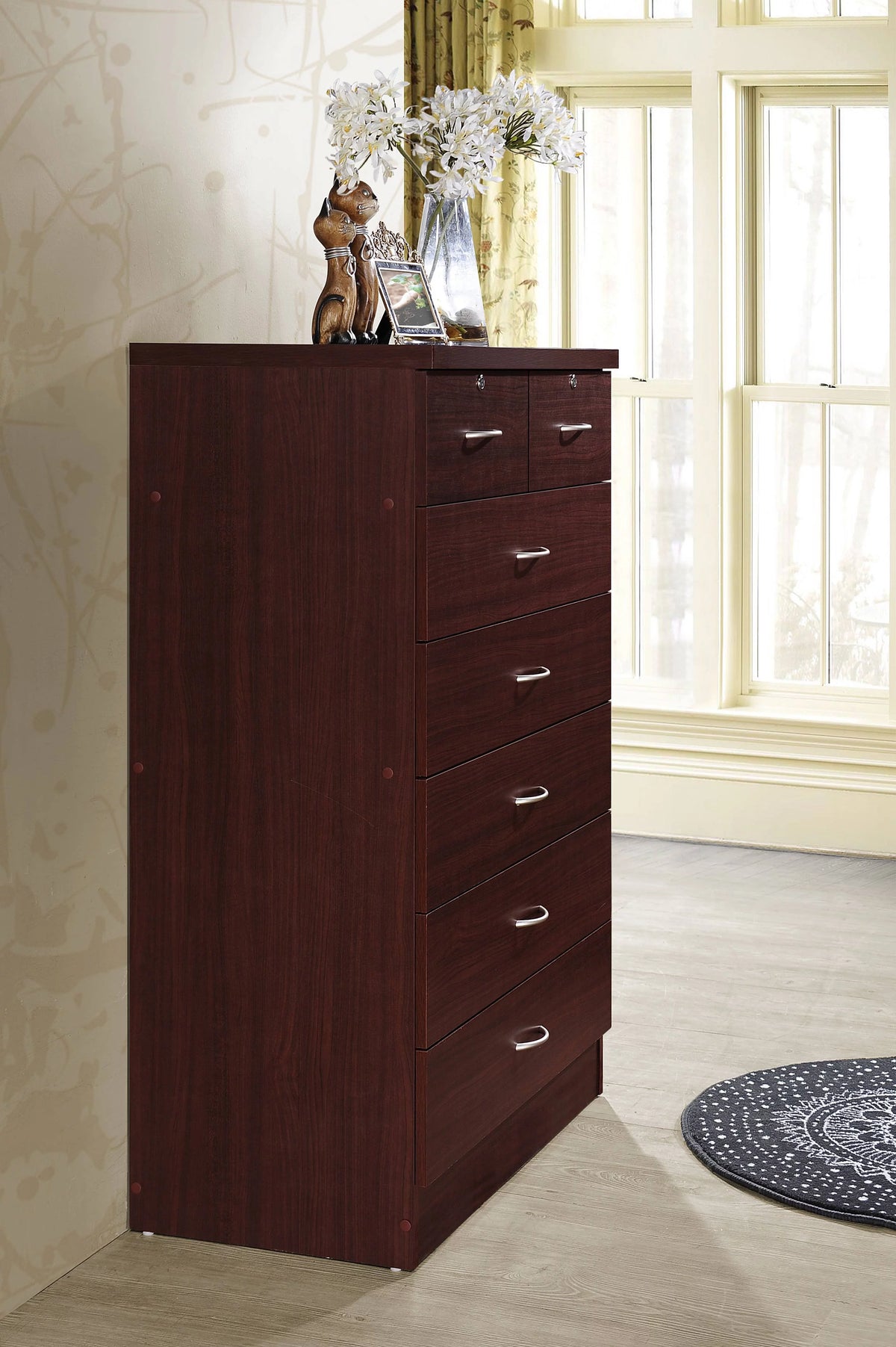 Mahogany 7 Drawer Dresser with Two Locks X37105