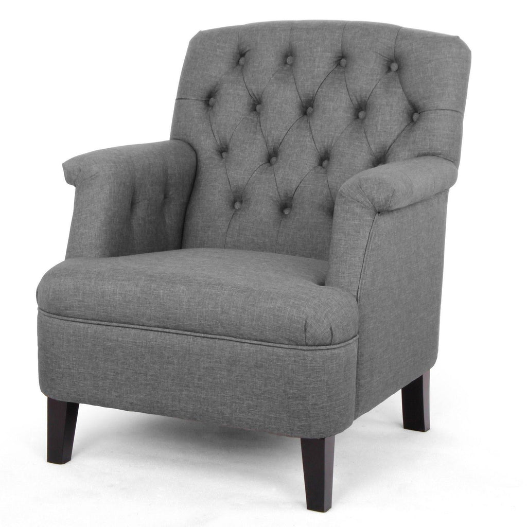 Beige Fabric Upholstered Button-Tufted Armchair T909907