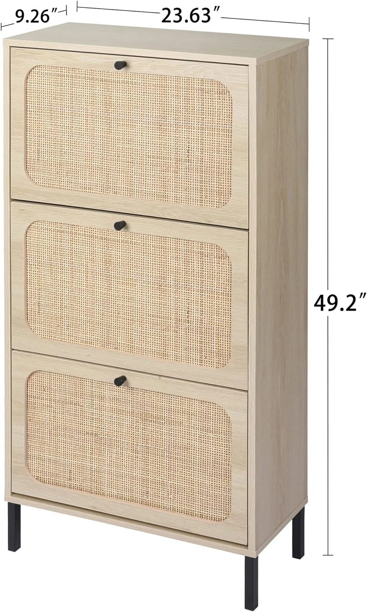 Rattan Shoe Cabinet with 3 Flip Drawers F56288