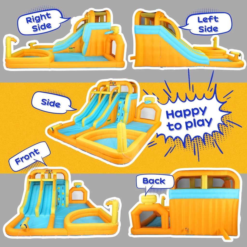 8-in-1 Inflatable Water Slide Park with Splash Pool U96141