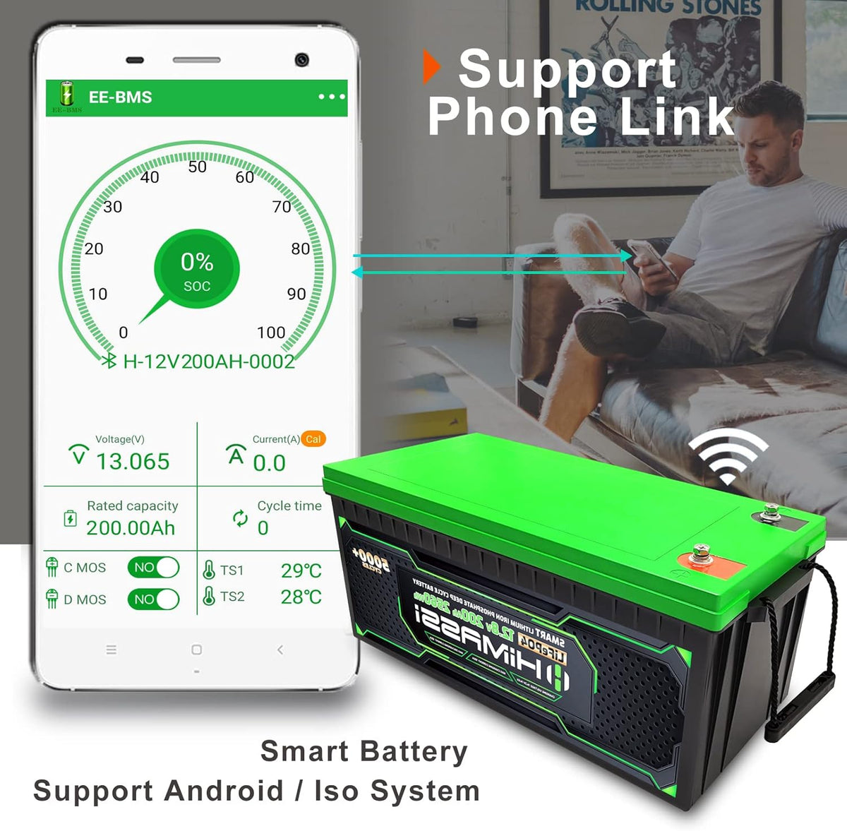 24V 200Ah LiFePO4 Deep Cycle Battery with 200A BMS V96258