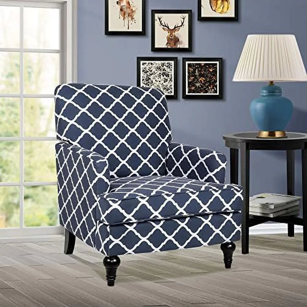 Accent Chair Single Sofa Recliner Chair Birch Legs Blue Y739