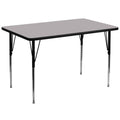 36''W x 72''L Rectangular Grey Thermal Laminate Activity Table Q979