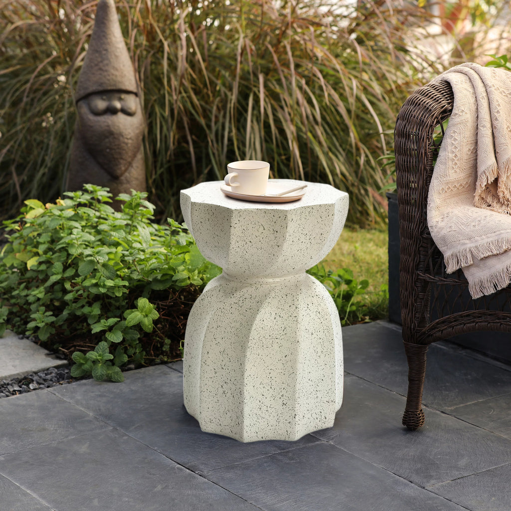 Off White Gray Cement Indoor Outdoor Side and End Table Z6028