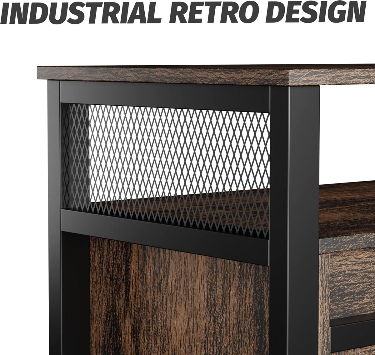 Electric Fireplace TV Stand with Storage Shelves and 2 Cabinets I8788