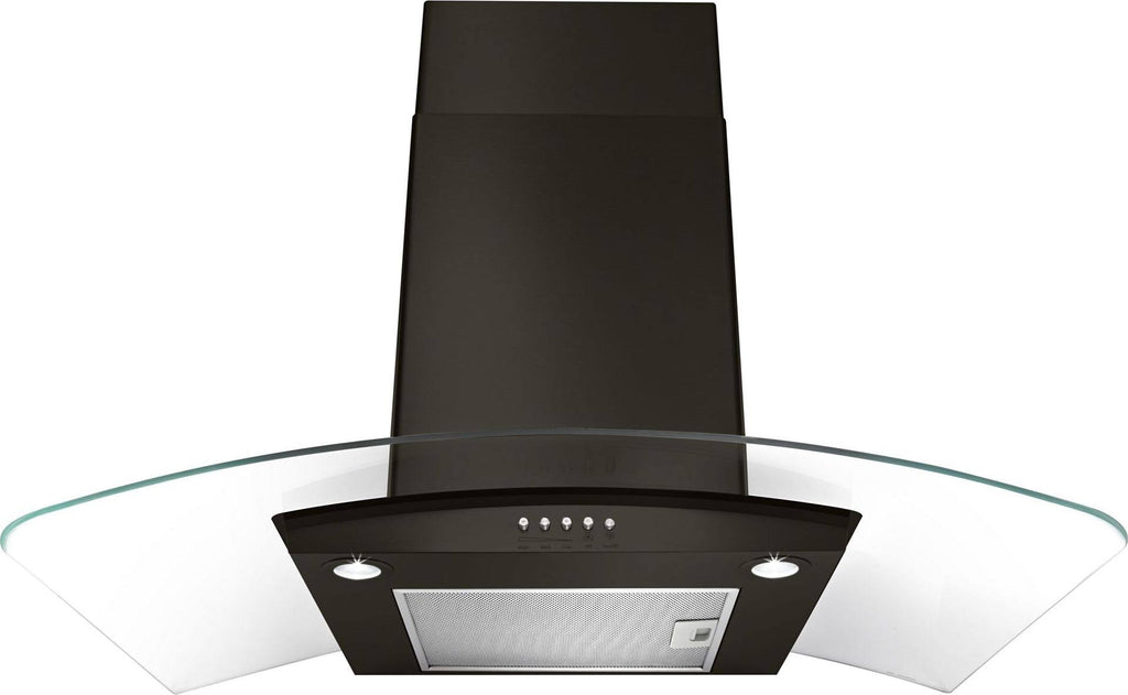 Black Stainless Concave Glass Wall Mount Range Hood B915