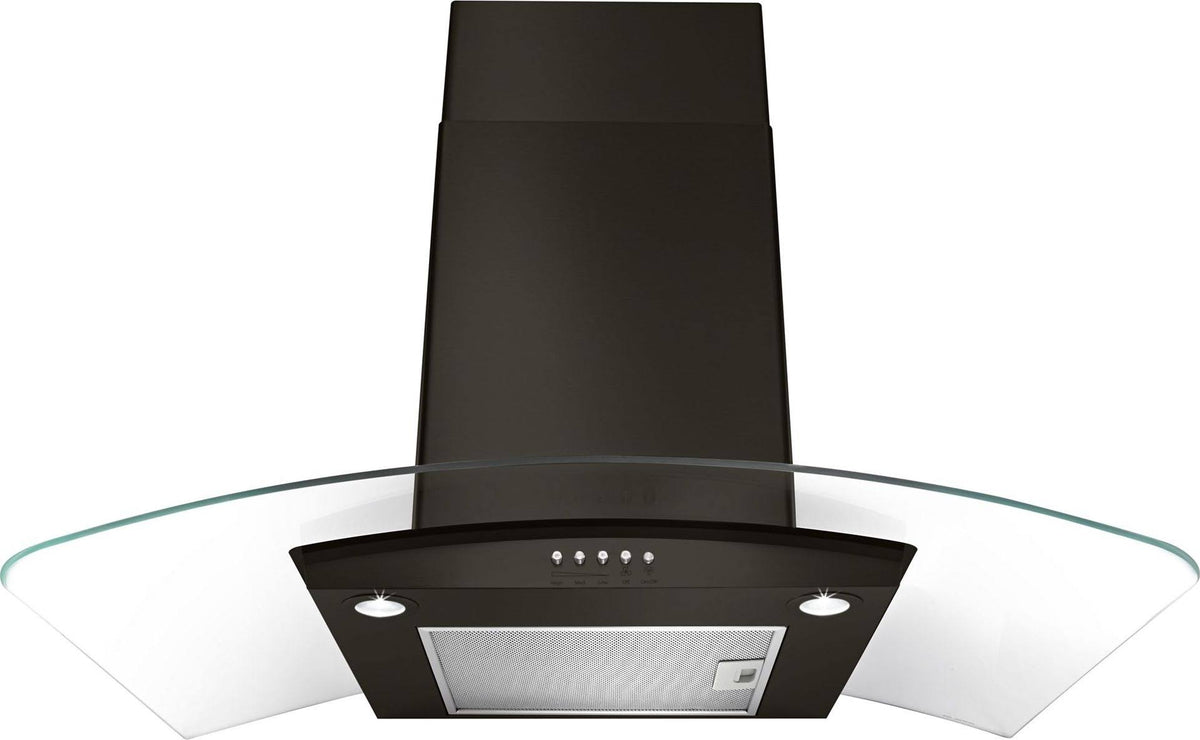 Black Stainless Concave Glass Wall Mount Range Hood B915
