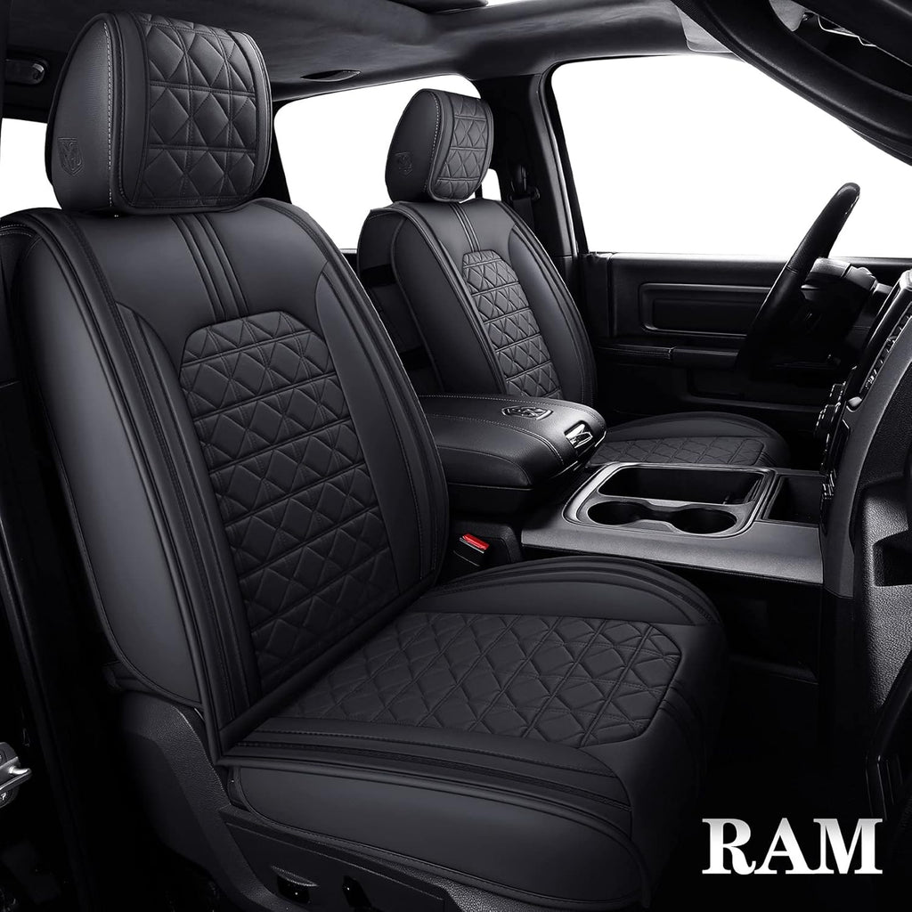Waterproof Leather Seat Covers 5 PCS Full Set Black Blue U226