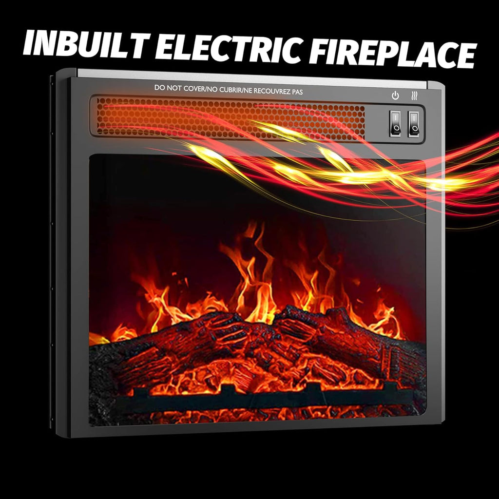 Electric Fireplace TV Stand with Storage Shelves and 2 Cabinets I8788