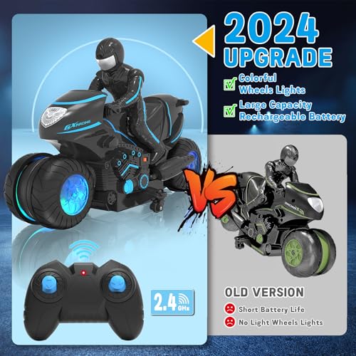 Remote Control Motorcycle with RGB Wheels Lights Z203