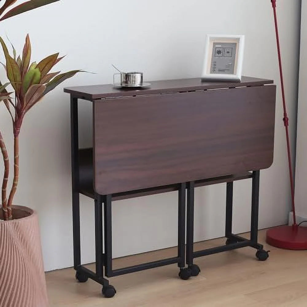 Mobile Foldable Desk with 6 Wheels and Shelves X82828