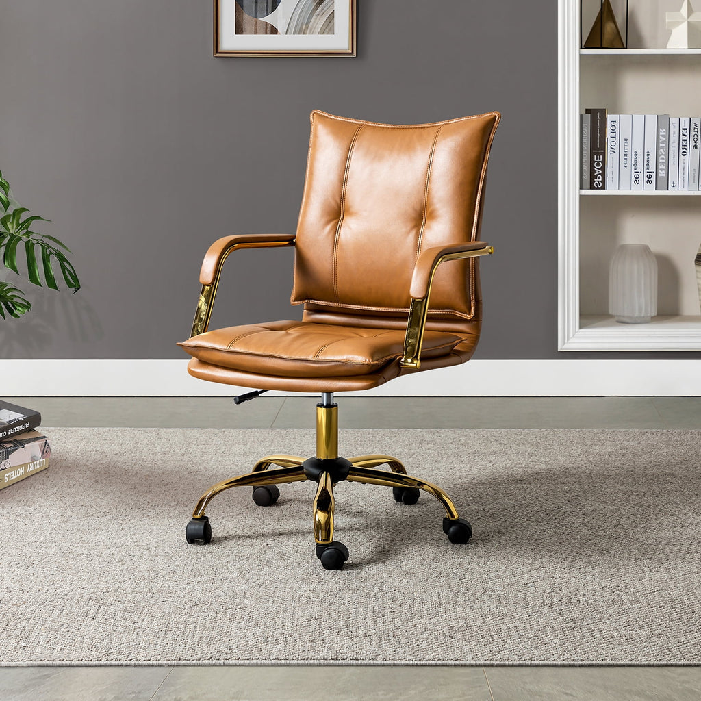 Vegan Leather Tufted Mid Back Task Chair X607295