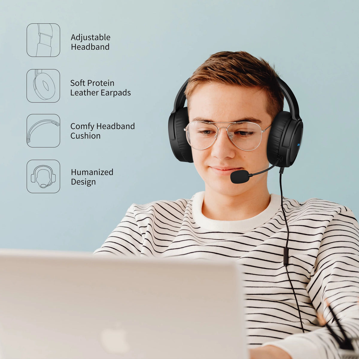 Blue Wired Headset with Mic F61704