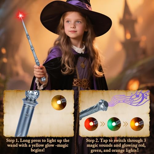 Light Up Magic Wand with Sounds & 4 Color Lights 4PCS W51391
