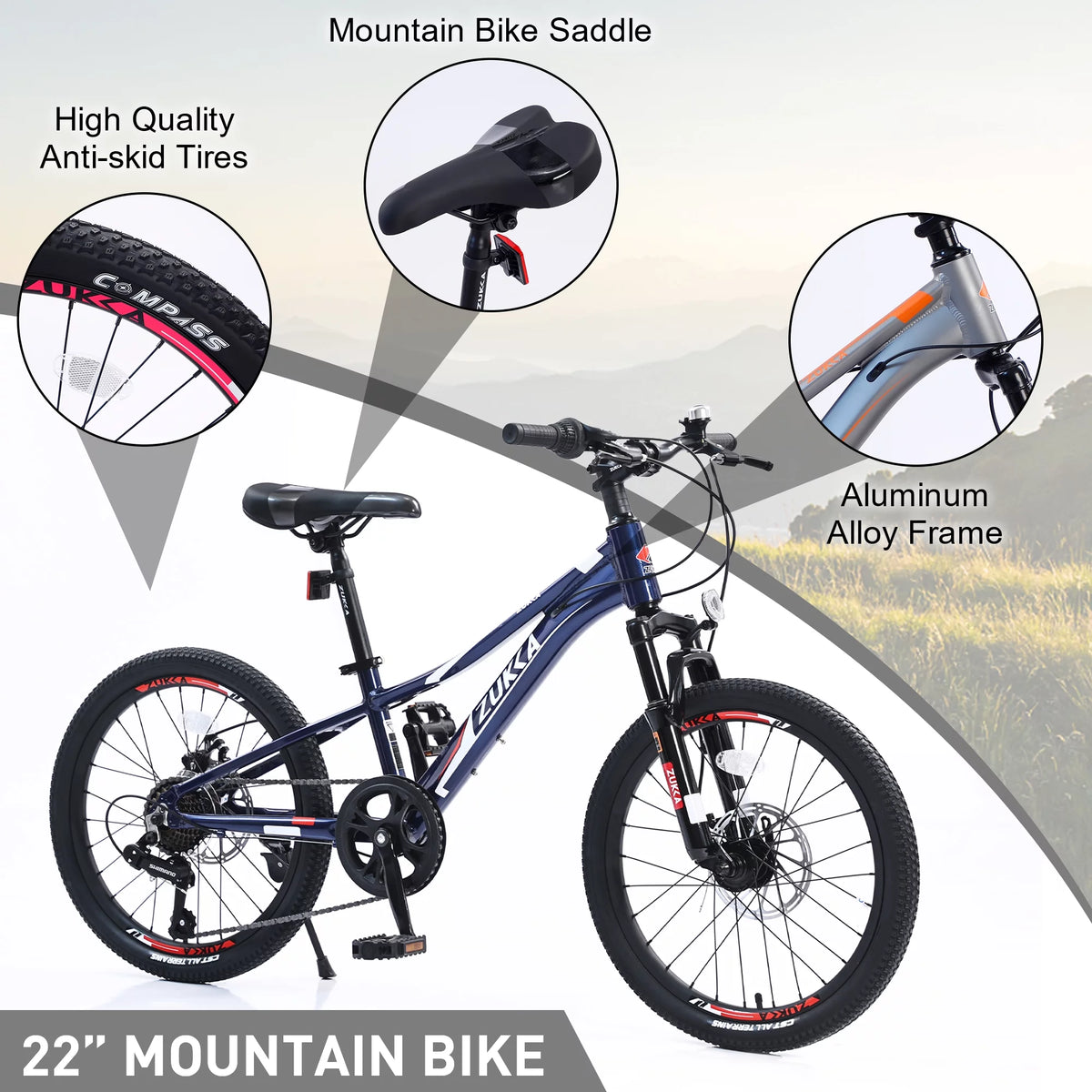 20 Mountain Bike 7 Speed Aluminum Frame Bicycle in Blue U36758