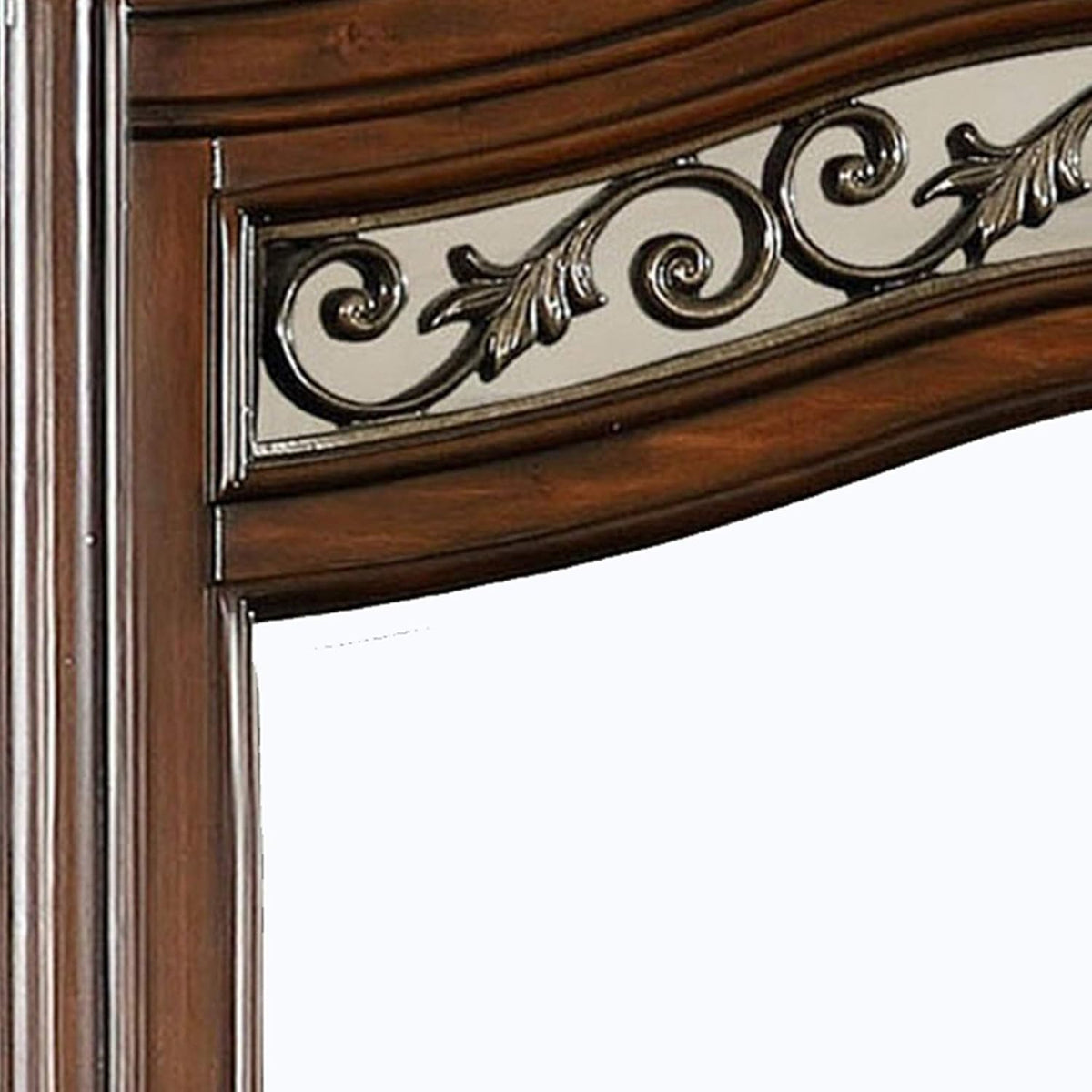 Wooden Mirror with Carvings and Molded Details E995