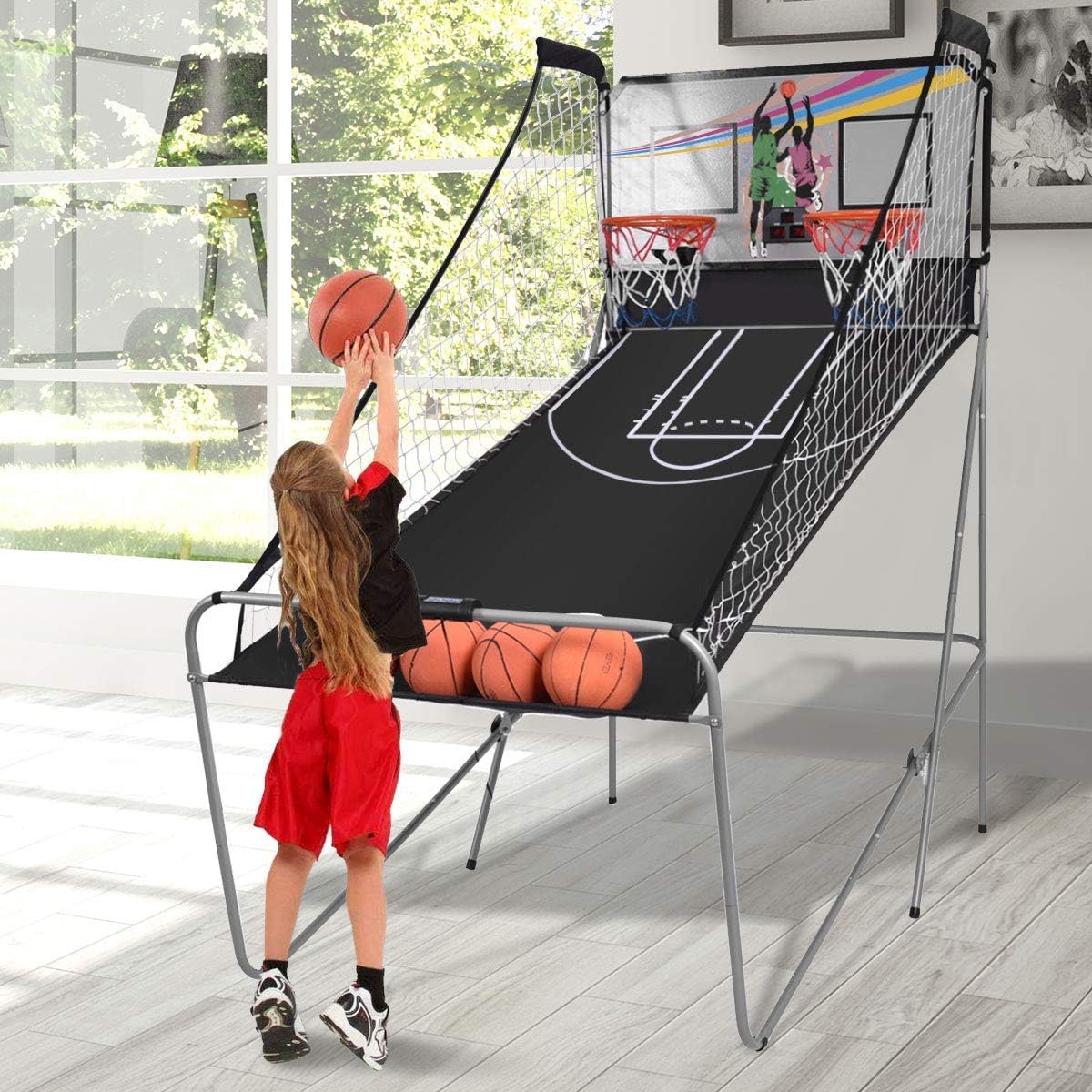 Electronic Basketball Arcade Game Double Shot 2 Players with 2 Rims 4 Balls U931