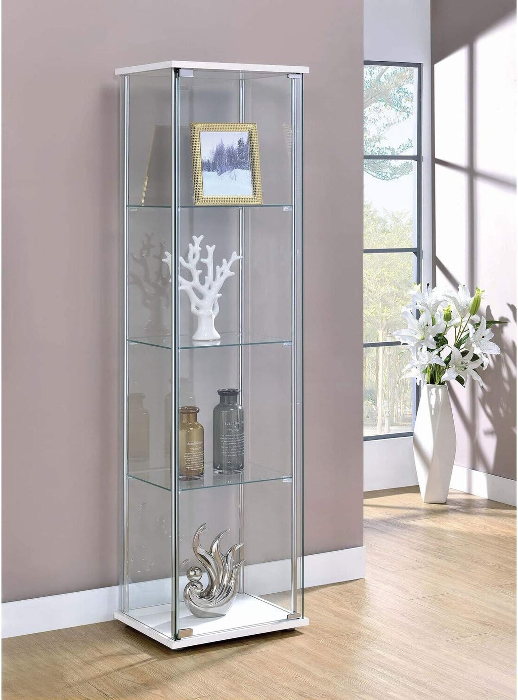 White 4-Shelf Curio Cabinet A346736
