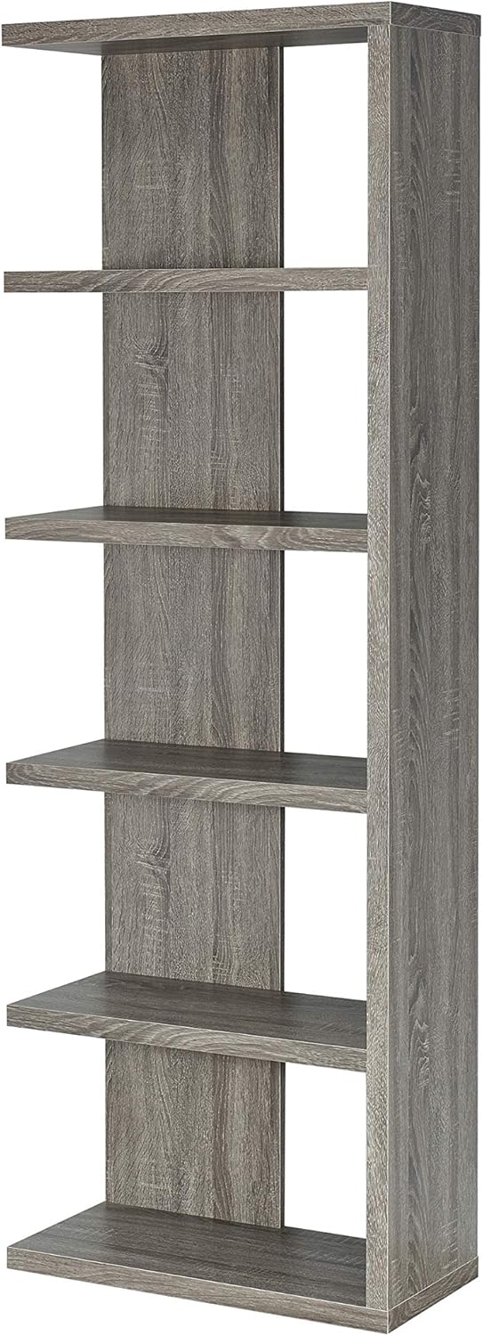 5-Tier Weathered Grey Bookcase O366