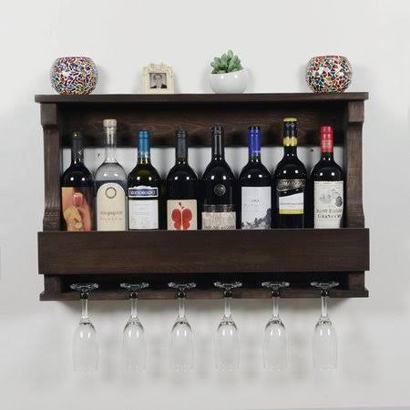 8 Bottle Wall Mounted Wine Bottle and Glass Rack K3236