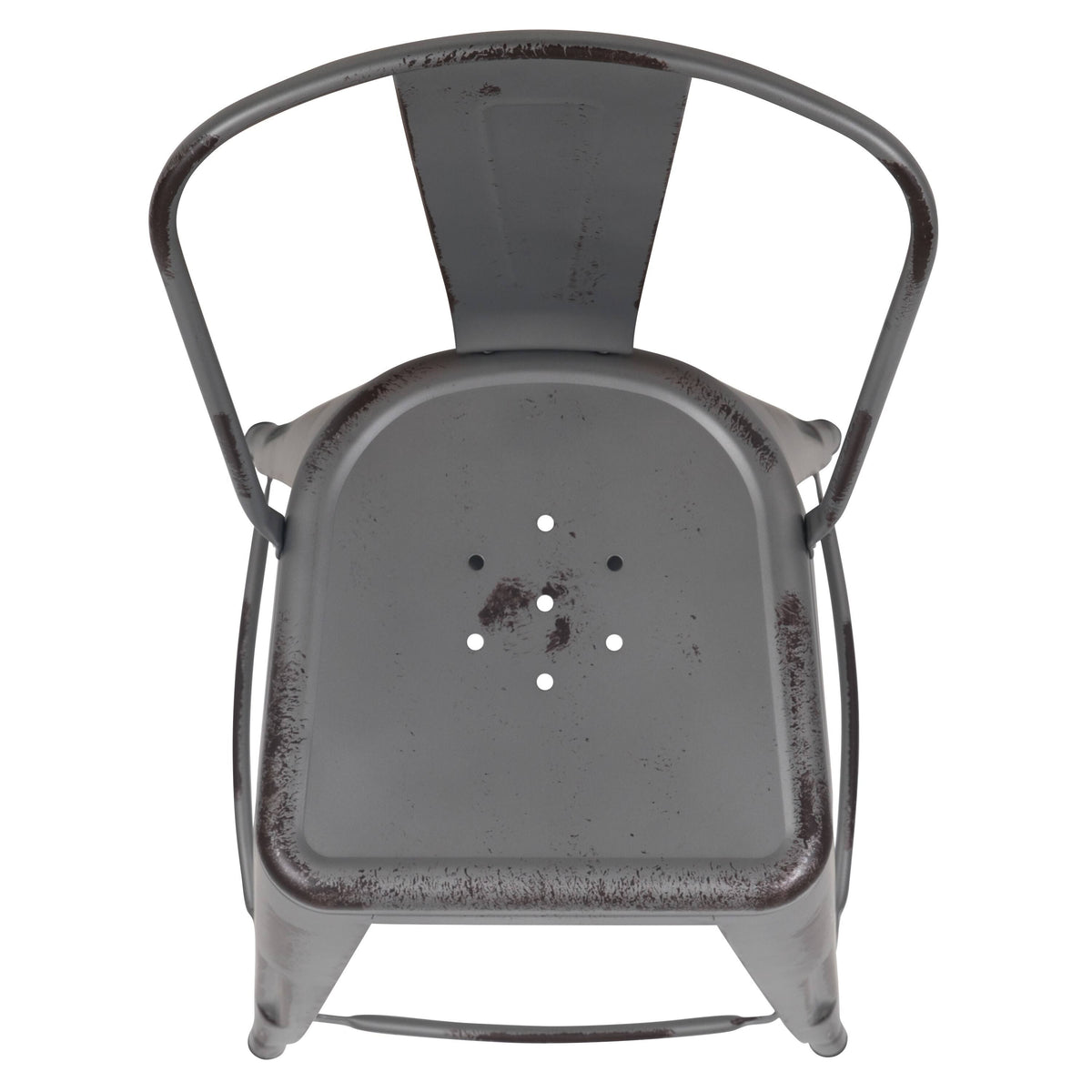 24-Inch Distressed Metal Stool E7043