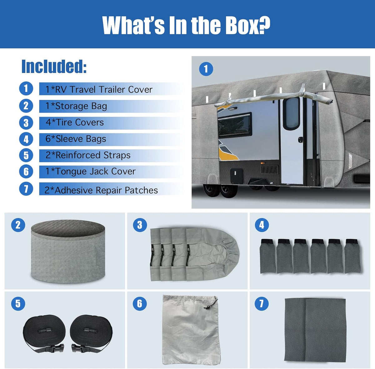 6 Layers Windproof UV Resistant RV Cover 30'1''-33' A19867