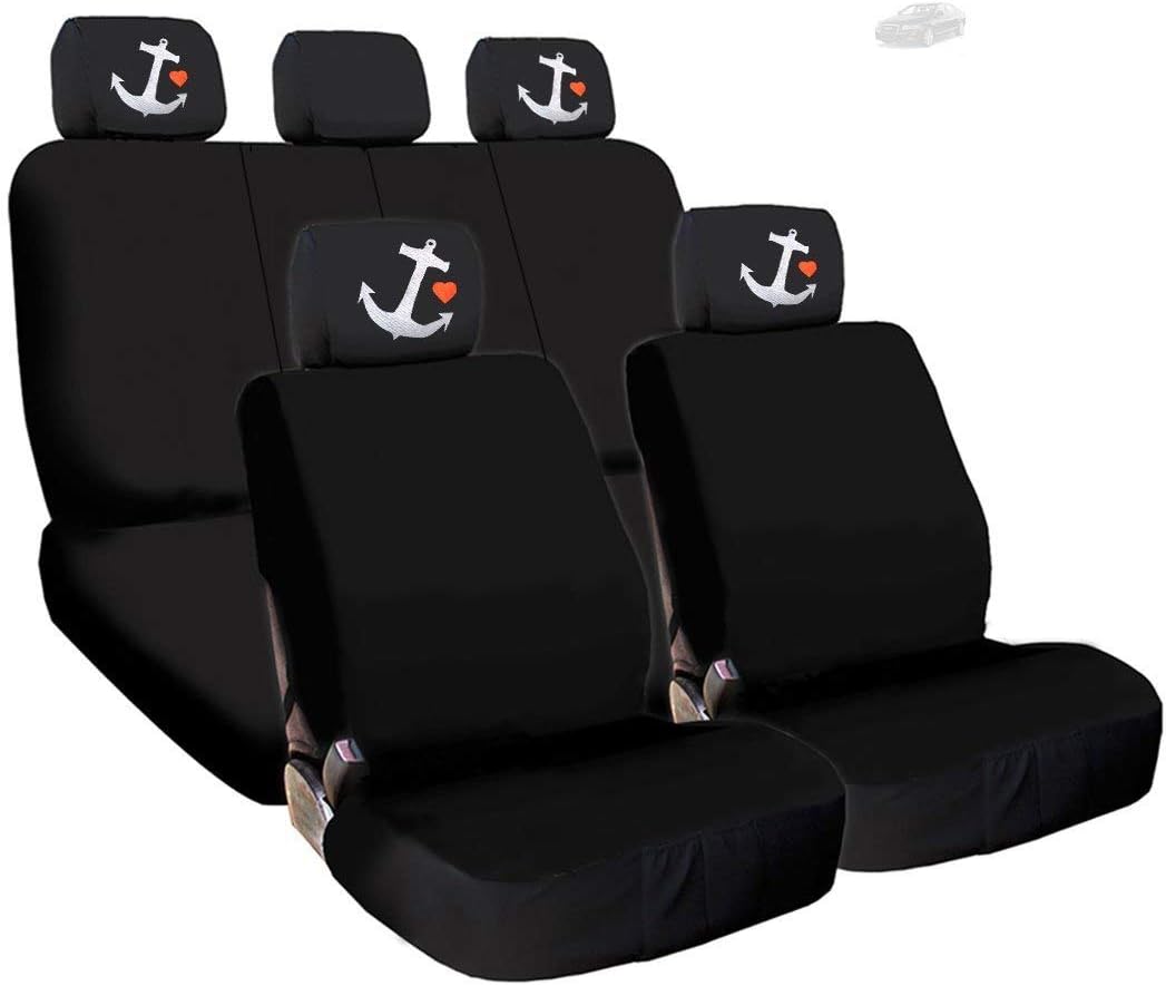 Black Flat Cloth Universal Fit Car Seat Covers with Headrest Covers N19661